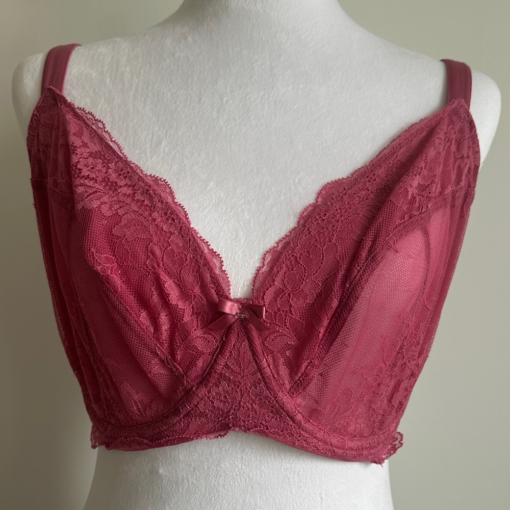 NWOT- Panache Lingerie Lace Bra in Rich Burgundy- European brand -32H